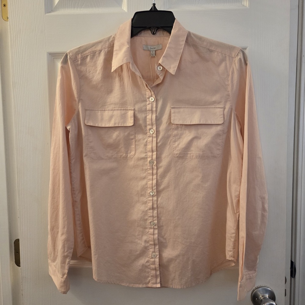 joie sz S pink sky button up‎ long slv shirt casual lightweight basic minimalist